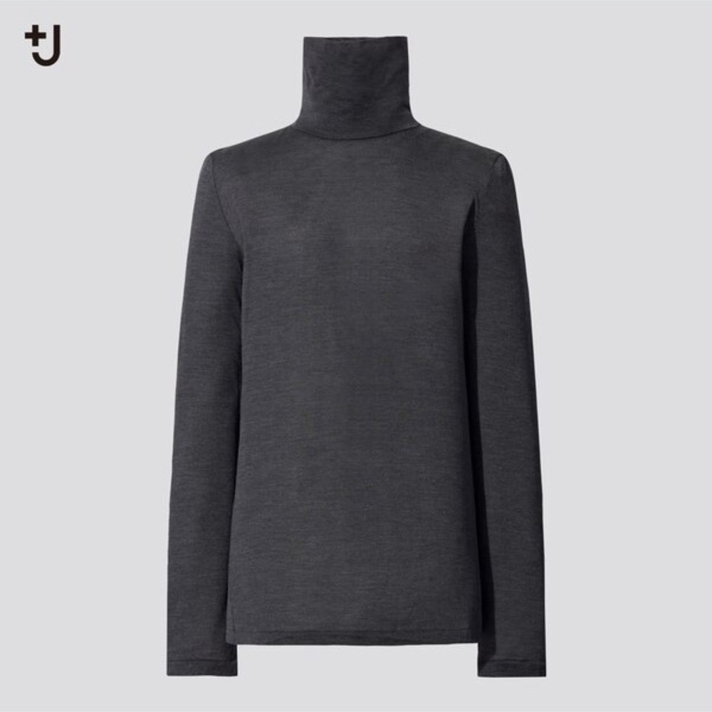 Uniqlo +J 100% Silk Jersey Long-Sleeve Turtleneck in Gray (XS)